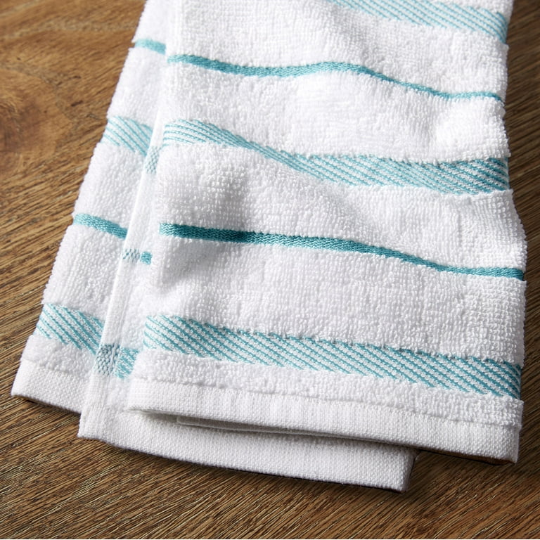 KitchenAid Albany Kitchen Towel Set, Mineral Water Aqua/White, 16