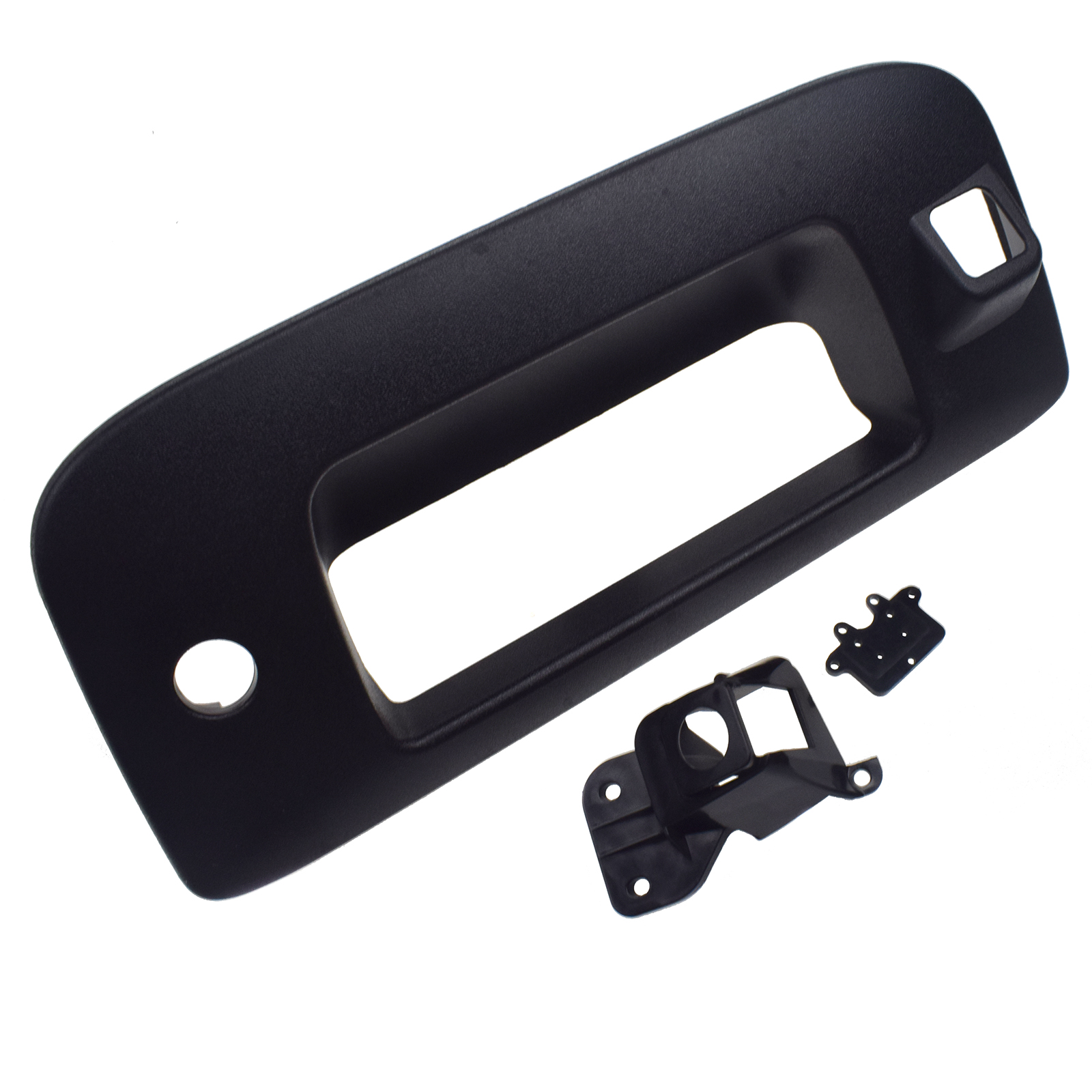 AutoandArt Textured Tailgate Handle Trim Bezel With Keyhole & Camera Hole For Silverado/Sierra Pickup - Replaces 22755304