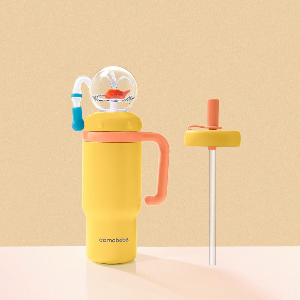 Drinking Cup with Whale Squirt 24oz Stainless Steel Whale Water Fountain Tumbler with Handle for Kids, Leak Proof Whale Water Bottle Spray Fountain Sippy Cups with Silicone Soft Tip for Kids Teens