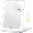 thumbnail image 1 of Travel Makeup Mirror With 10x Magnifying Mirror, Vanity Mirror With 80leds, 3 Color Lighting, Rechargeable 2000mah Batteries, 1 of 5