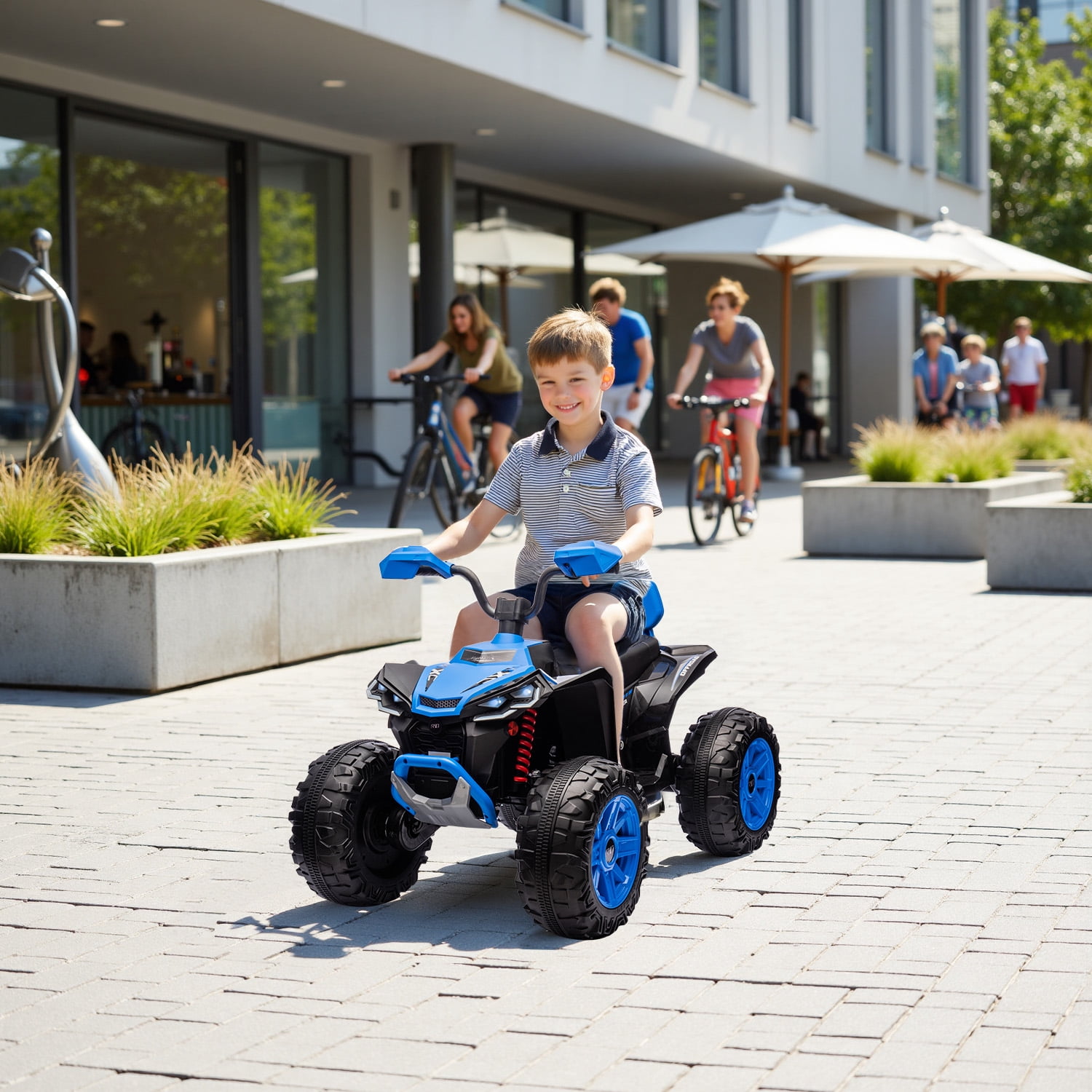 MUKIDY 24V Kids ATV 4-Wheeler, 24 Volt Ride on Toy for 3-8 Kid w/ 2x200W Motor, 5Mph Max Speed - Blue