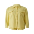 thumbnail image 1 of Women‘s 2Pcs Clothing Suit  Solid Color Turn-Down Collar Long Sleeve Button-Down Shirt + Elastic Drawstring Short Pants, 1 of 7