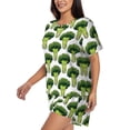 thumbnail image 2 of Haiem Cute Broccoli Pattern Pajama Set for Women 2 Piece Lounge Set Short Sleeve Tops and Shorts Soft Sleepwear-Medium, 2 of 7