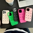 thumbnail image 2 of Silicone anti-fall hole shell DIY buckle iPhone15/16 mobile phone case (Pink,iPhone16pro), 2 of 7