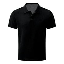 Bosanter Mens Textured Mesh Polo Shirt Summer Short Sleeve Vacation Button Beach Knit Stretchy Golf Shirts, Black M