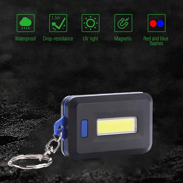 Eléctrico Mini linterna portátil COB LED Llavero Llavero Antorcha Senderismo Luz de trabajo