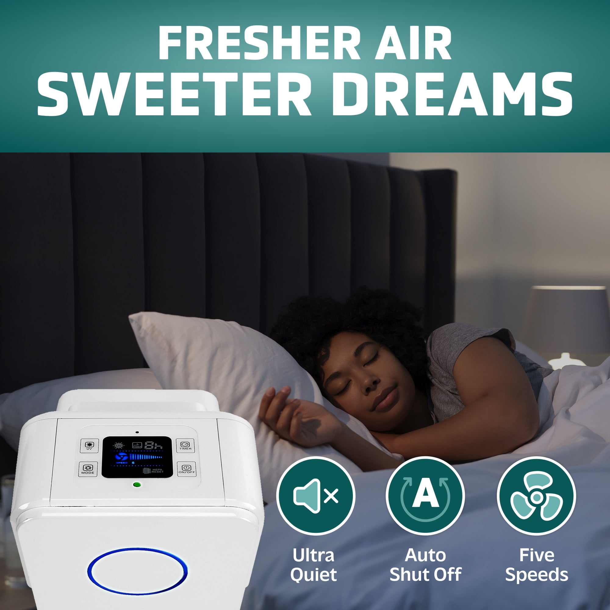 GermGuardian 870 Sq. ft HEPA Pure Filter Tower Air Purifier with UV-C, AC5350W, White