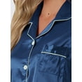 thumbnail image 4 of DARING DIVA Women's Long Sleeves Button Down Satin Pajama Sets XS Dark Blue, 4 of 6