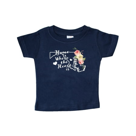 

Inktastic Maryland Home is Where the Heart is with Watercolor Floral Gift Baby Boy or Baby Girl T-Shirt