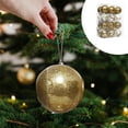 thumbnail image 4 of SLYNSHome 24Pcs Christmas Ball Ornaments,4 Style Shatterproof Baubles Ball Hanging Christmas Glitter Balls Pendant for Xmas Tree Decor Holiday Party Wedding Decoration (2.4Inch,Gold), 4 of 6