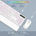 thumbnail image 3 of Wagpak Wireless Keyboard and Mouse Backlit - Retro Round Keycaps, Detachable Wrist Rest, White, 3 of 8