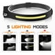 thumbnail image 2 of Linterna frontal LED recargable por USB, potente linterna frontal LED, linterna frontal COB impermeable para acampar con sensor sensible para senderismo, ciclismo, pasear perros y pesca., 2 of 5