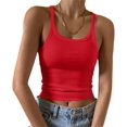 thumbnail image 1 of HSHDLDF Women's Sleeveless Tank Top Form Fitting Scoop Neck Ribbed Knit Basic Cami Shirts, 1 of 7