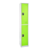 AdirOffice ALHI629202GRN Steel Storage Locker, 2 Compartment, 12 x 12 x 72 in., Green