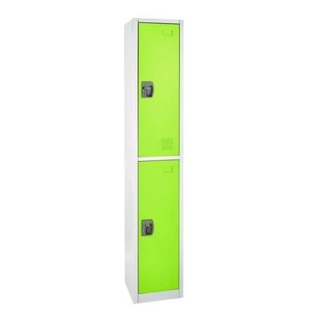 AdirOffice ALHI629202GRN Steel Storage Locker, 2 Compartment, 12 x 12 x 72 in., Green