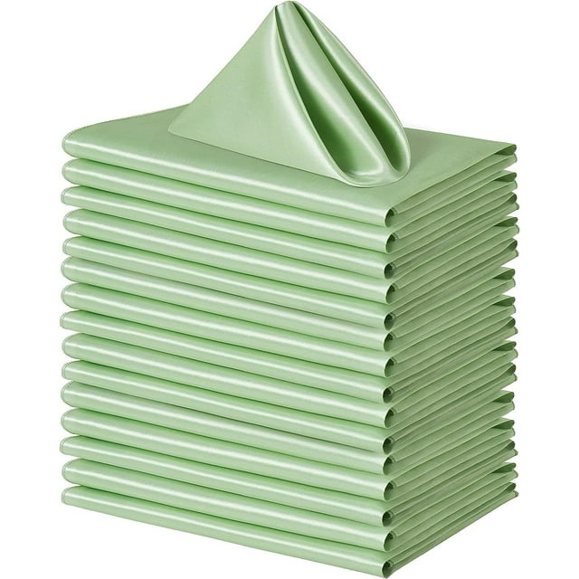 Granjero Gordo Servilletas de poliéster, 16,92 x 16,92 pulgadas, servilletas de tela lavables para cenas en restaurantes, bodas y festividades, paquete de 10, color verde