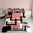 thumbnail image 2 of Homewish Geometric Checkered Full Size Comforter Sets, Orange White Black Bedding Comforter Set, Pink Reversible, 3 Pieces 1 Comforter and 2 Pillowcases, 2 of 6