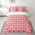 thumbnail image 2 of Manfei Cartoon Loves 7-Piece Bedding Comforter Set,Geometric Plaid Grid King Bedding Sets,Red White Bed Sheets For Girls Kids,Ultra Soft Home Decor Reversible, 2 of 8