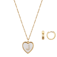 thumbnail image 2 of Believe by Brilliance Women's 14Kt Gold Flash Plated Mother of Pearl Heart Initial "J" Pendant Necklace and Hopp Earring Set, 18+2" Extender, 2 of 3