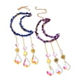 thumbnail image 2 of Natural purple powder crystal crushed stone hollowed out moon octagonal beads crystal decoration wind chime sun catcher, 2 of 5