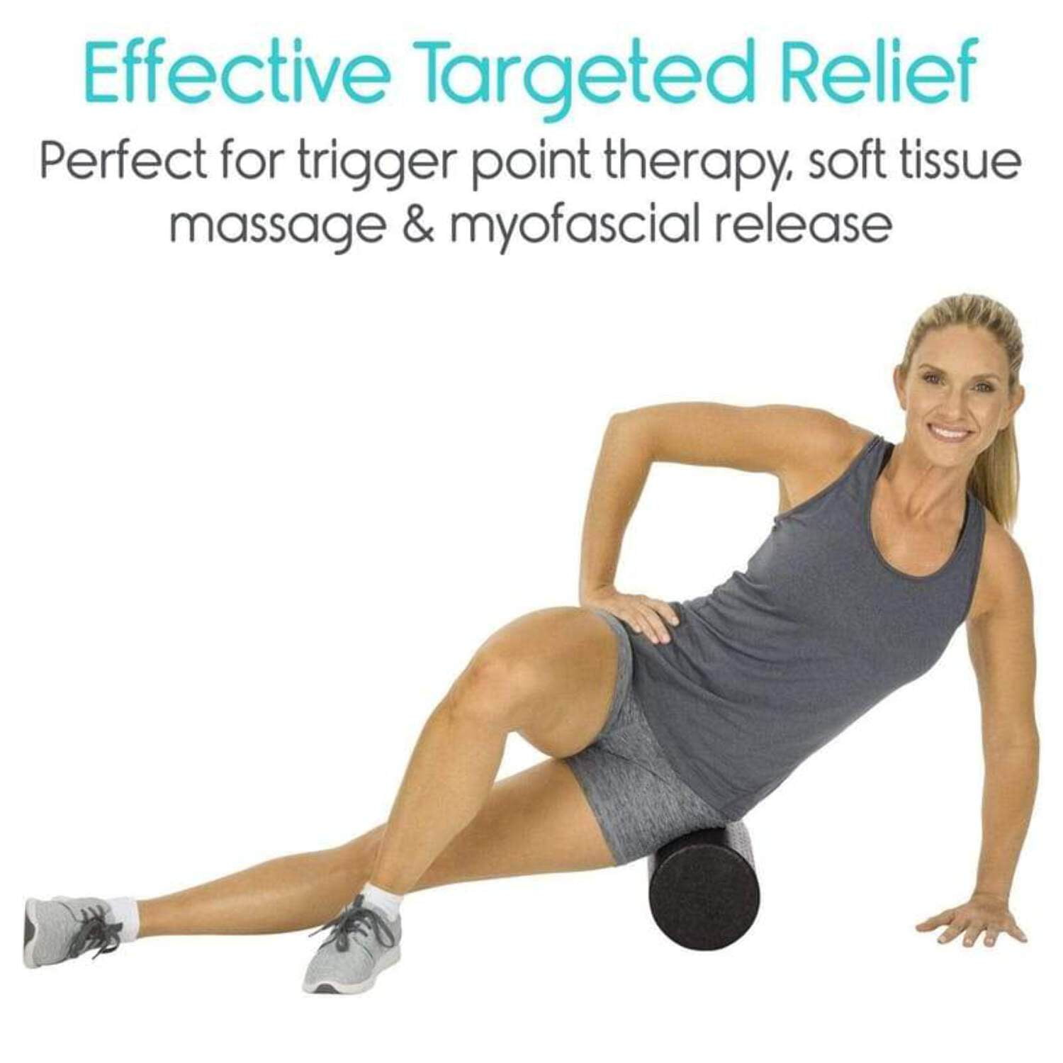 Vive High-Density Round Foam Roller 12” - for Back, Legs, Exercise and Muscle Massage