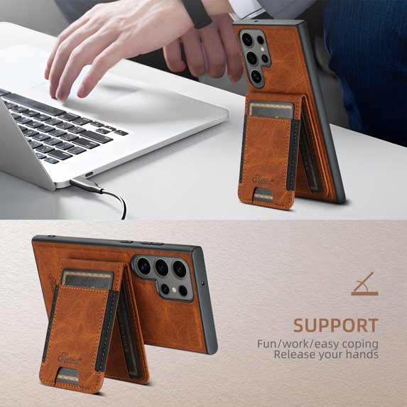 Allytechgroup Detachable Cards Holder Case for Samsung Galaxy S22 Ultra, RFID Blocking PU Leather Wallet Case with Kickstand Shockproof Magnetic Back Cover Shell for Women Men, Khaki