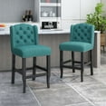 thumbnail image 2 of Noble House Maurice Wingback Counter Stool, Set of 2, Teal, Dark Brown, 2 of 9