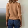thumbnail image 5 of Women's Fashion Casual Loose Pullover Solid Color Round Neck Long Sleeve Knit Sweater for Fall and Winter, Comfortable and Versatile, Ideal for Everyday Wear,Camel,Size S, 5 of 6