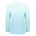 thumbnail image 5 of Htigea Women's Crew Neck T Shirts Casual Long Sleeve with Smocked Cuffs Gradient Color Pullover Tunic Tops Light Blue L, 5 of 6