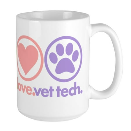 

CafePress - Peace. Love. Vet Tech. Mugs - 15 oz Ceramic Large Mug