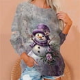 thumbnail image 4 of HOMBOM Womens Sweatshirts Holiday Merry Gray Snowman No Hood Xmas Crewneck Fleece Sweatshirt for Ladies Christmas, 4 of 6