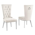 thumbnail image 1 of Chaises Latérales Rembourrées en Velours Crème avec Acier Inoxydable, Ensemble de 2, 1 of 2