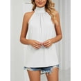 thumbnail image 4 of Spencer Women's Sleeveless Tie Halter Neck Summer Tops Loose Casual Tank Top Blouse Shirts Sexy Plain T-Shirts "White,XL", 4 of 5