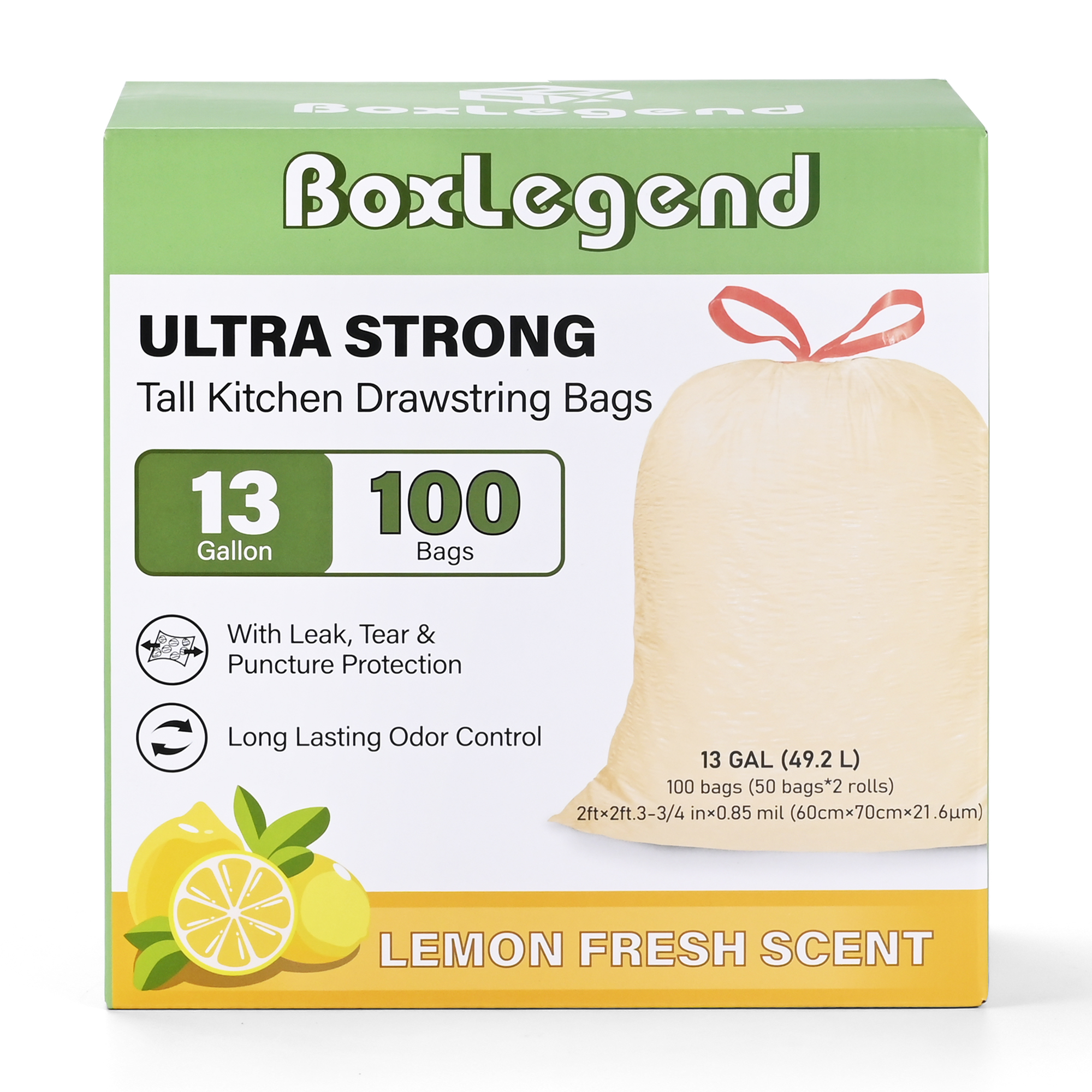 BoxLegend 13 Gallon Lemon Scent Trash Bags, 100 Count photo 7