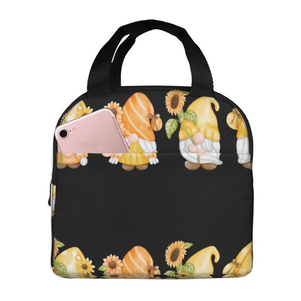 Easygdp Sunflower Gnomes 5 Bolsa Térmica Premium - Tela Oxford Impermeable, Gran Capacidad, Bolsillo Frontal, Unisex para Trabajo, Escuela, Actividades al Aire Libre y Picnics