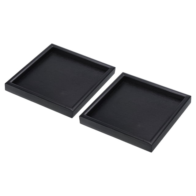 Bandeja de servicio cuadrada de madera Uxcell de 7" Platter decorativo para el hogar y la cocina, vela negra, paquete de 2