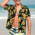 thumbnail image 4 of Uemuo Sunflowers And Bird Printed Regular Fit Short Sleeve Casual Hawaiian Shirt for Men,Aloha shirt,Tropical shirt,Floral print shirt,Vacation Beach shirt-, 4 of 9