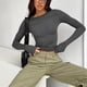 thumbnail image 5 of Camiseta tipo túnica ajustada,Camisa de cuello redondo para mujer Camiseta informal ajustada para mujer Camiseta de color puro para mujer Eleva tu experiencia, 5 of 7