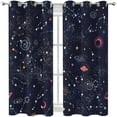 thumbnail image 6 of Galaxy Blackout Curtains for Kids, Moon and Star Window Curtains for Boys Girls Bedroom Blue Nursery Grommet Thermal Insulated Room Darkening Curtains-42"W x 63"L (Pack of 2), 6 of 7