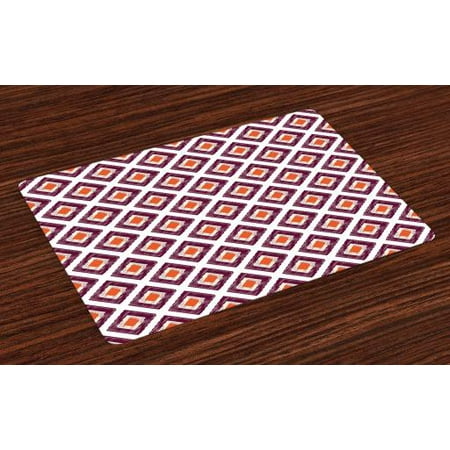 Geometric Placemats Set Of 4 Triangles Shaped Squared Mosaic Like Geometric Placemats Set Of 4 Triangles Shaped Squared Mosaic Like Seamless Pattern Artwork Print Washable