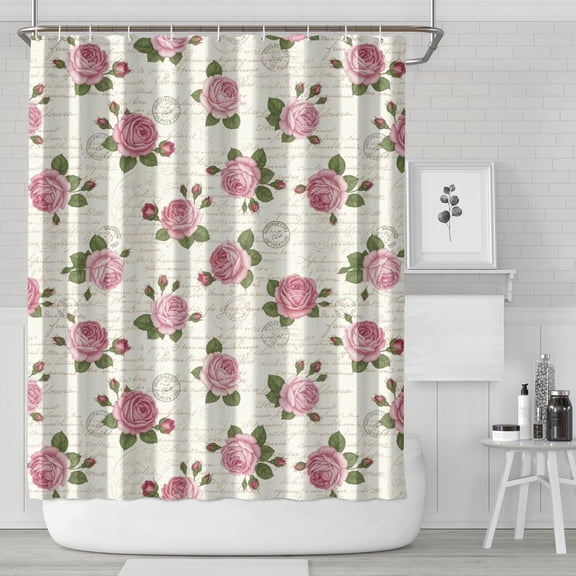 Pioneer Flower Floral Print Pattern Shower Curtain 84"x72", Bathroom Decorative Shower Curtain Set with 12 Hooks, Waterproof Washable