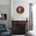 thumbnail image 5 of DecorShore 24" Vintage Scroll Brown Farmhouse Style Wooden Bathroom Wall Mirror in Sun Flower Frame, 5 of 7