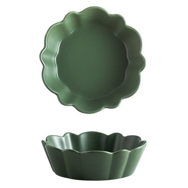 Qeeadeea Small Round Baking Dish Set Of 2, Colorful Ceramic Pie Pan, Round Pie Dish, Morandi Color Tableware-green-15x15x4.5cm, 400ml