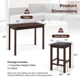 thumbnail image 3 of Costway Ensemble de 3 Pcs Table de Bar Table à Manger et 2 Tabourets de Bar Rembourrés en Cuir PVC Brun Rustique, 3 of 10