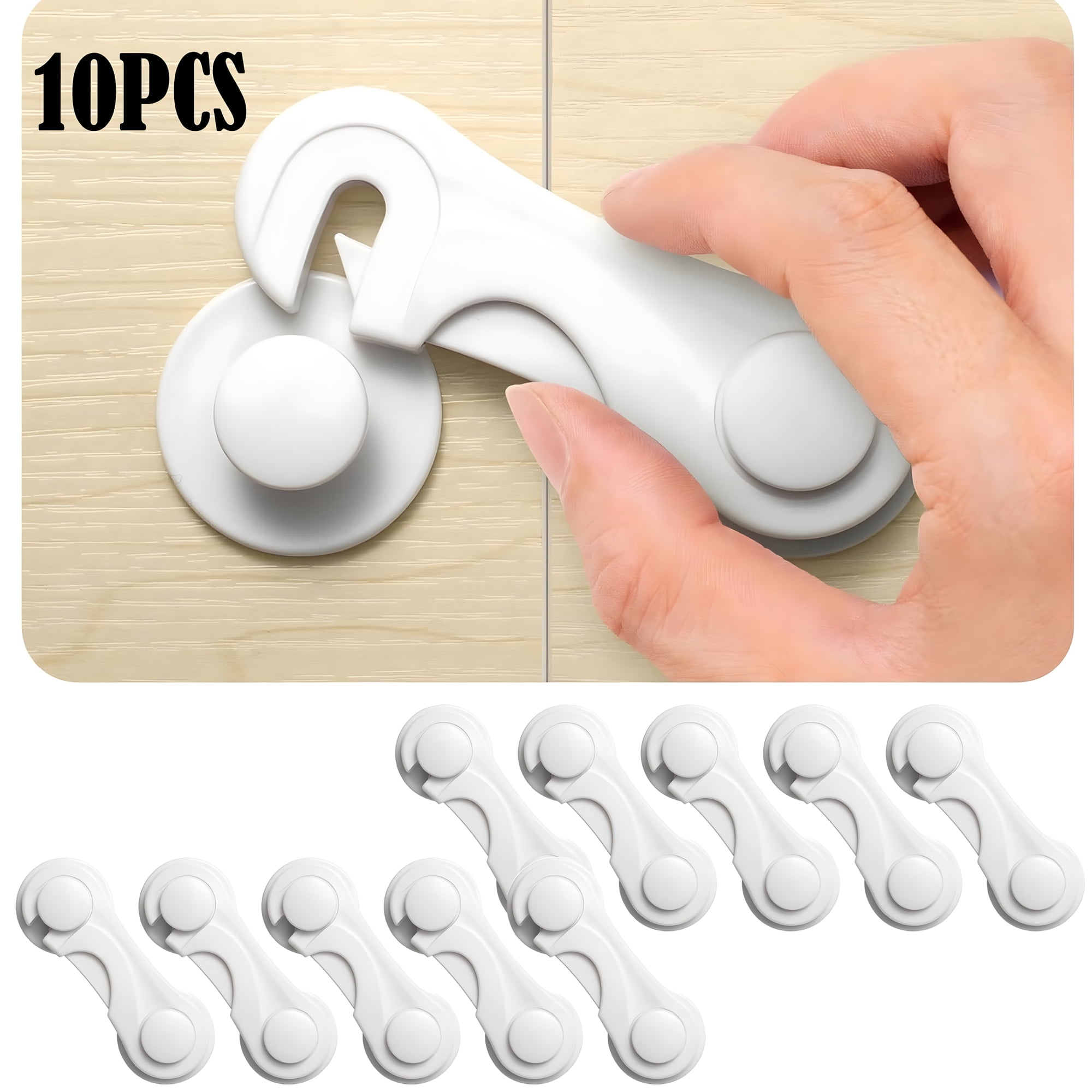 XIBUFE 2026 New 10-Pack Child Proof Locks for Cabinet Doors,Pantry,Closet,Wardrobe,Cupboard,Drawers-No Drilling-Cabinet Locks Baby Proofing