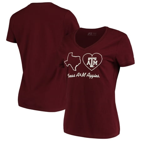 - Women's Russell Maroon Texas A&M Aggies State V-Neck T-Shirt
