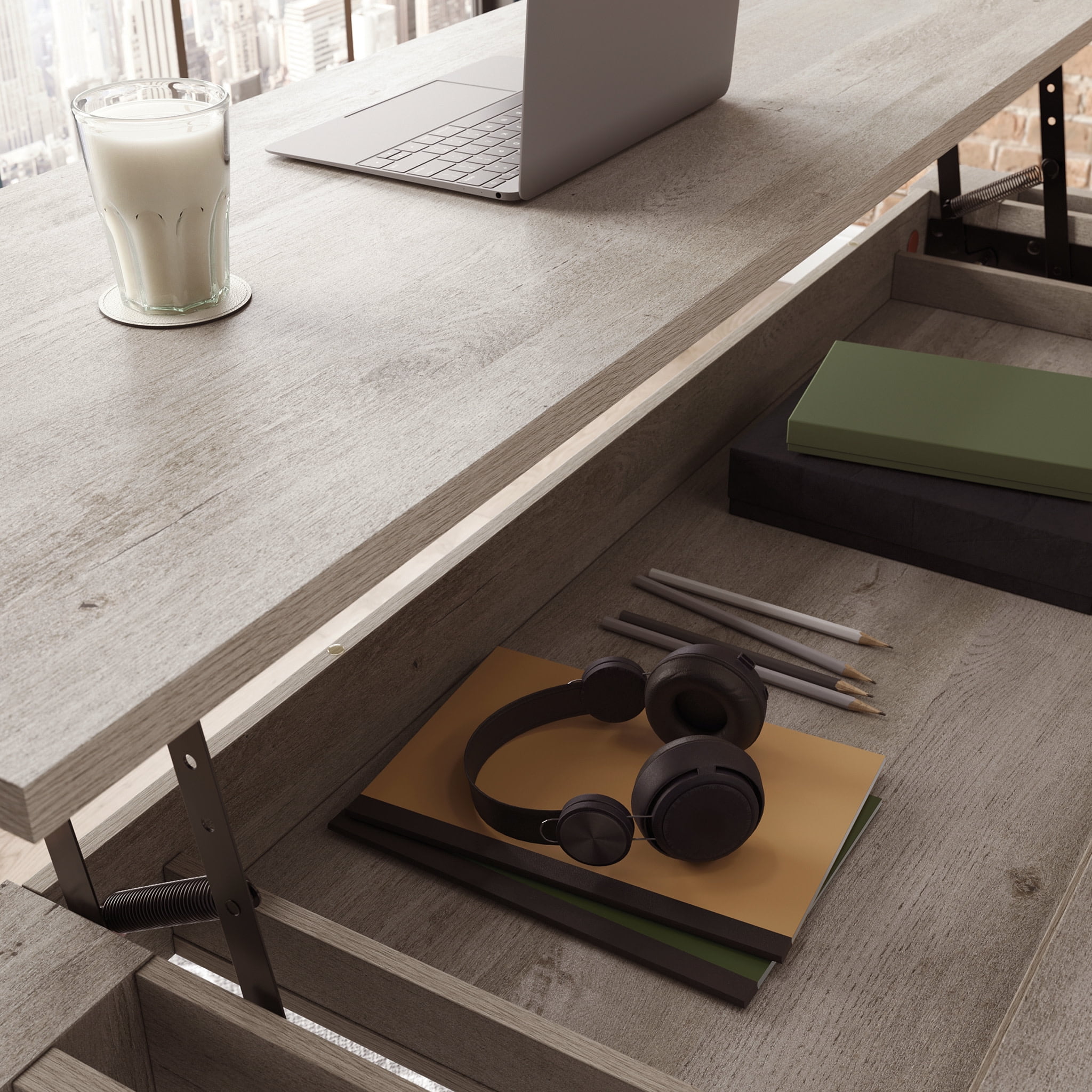 Sauder Northcott Dining Table/Lift-top Desk, Mystic Oak Finish