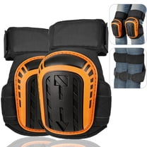 Qissep Knee Pads for Work,Construction Knee Pads for Men and Women with Non-Slip Heavy Duty Cap, Knee Pads for Gardening Flooring and Cleaning,Strong Double Straps,Orange