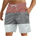 thumbnail image 1 of Plebaso Men's Beach Shorts Color Block Drawstring Casual Shorts Trendy Summer Vacation Shorts for Men, 1 of 4