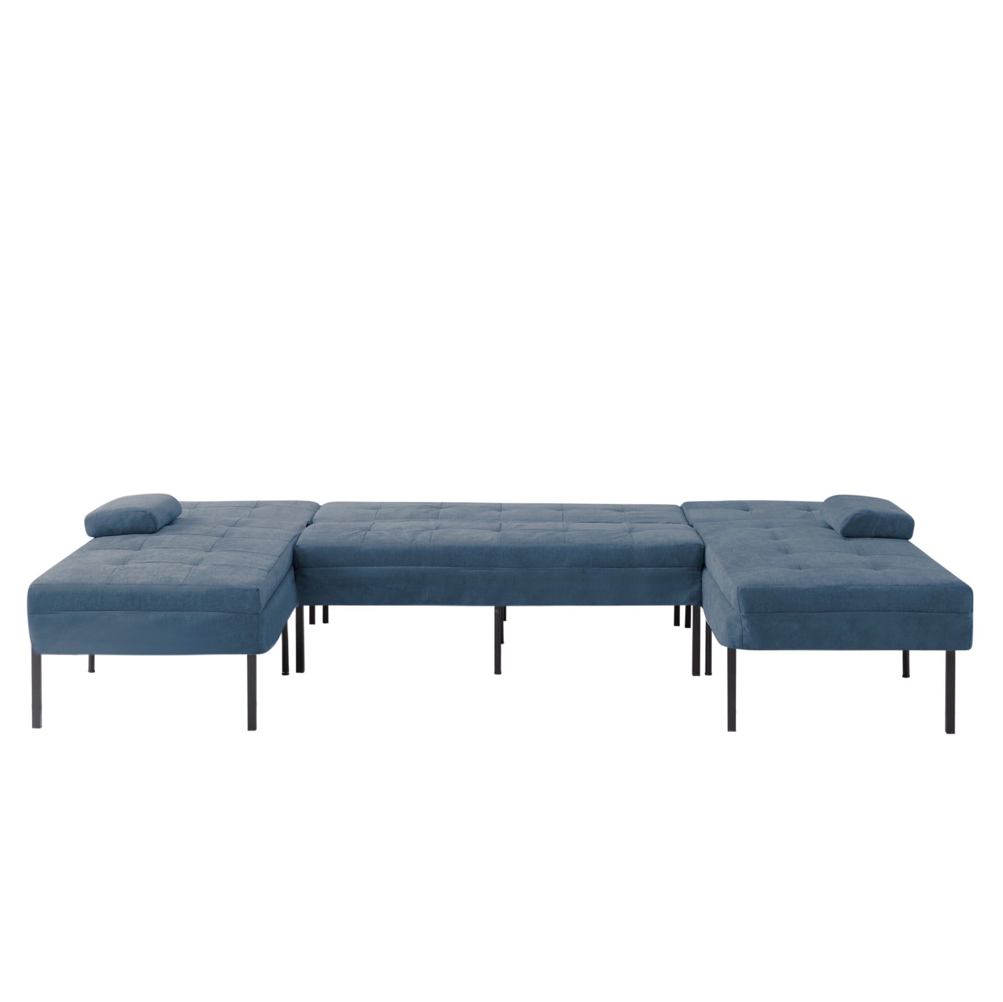 Gewnee 107.09"U-Shape Sectional Sofa,Chenille Couch,4 Seats Lounge Sleeper with Double Chaise for Living Room,Dark Blue